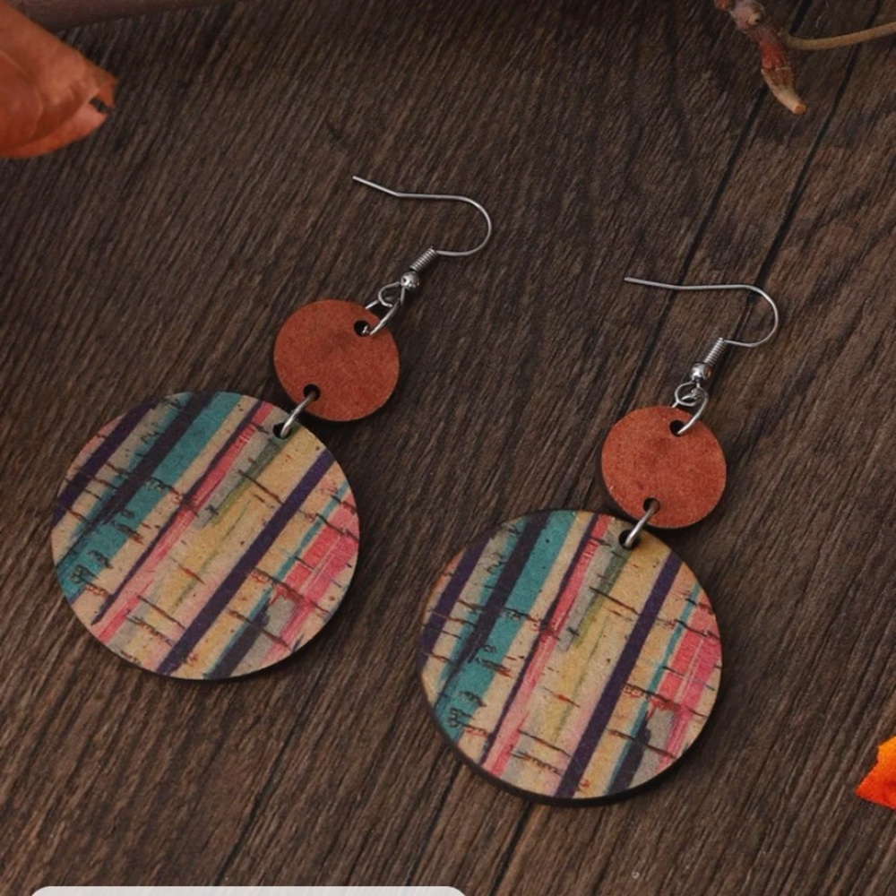Colorful Block Round Drop Earrings